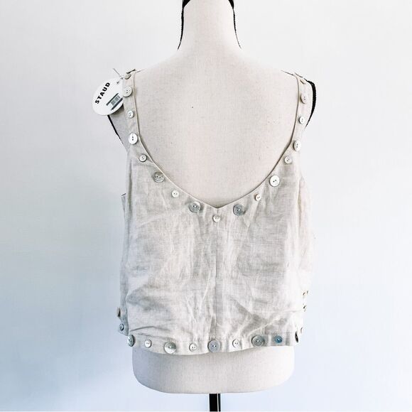 Staud Linen Tank Vittoria Button Trim - Picture 5 of 10